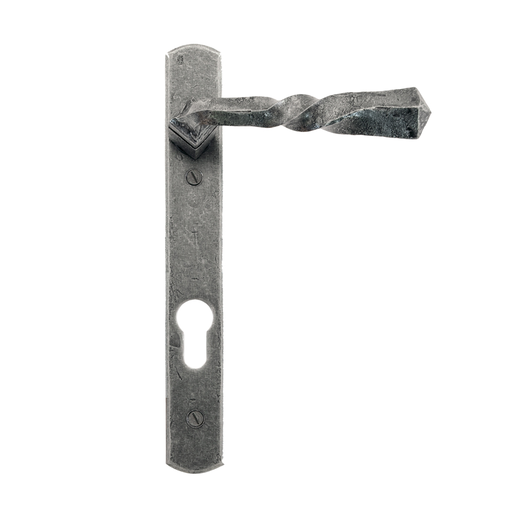 From the Anvil Narrow Lever Espag. Lock Set - Pewter - (Sold in Pairs)